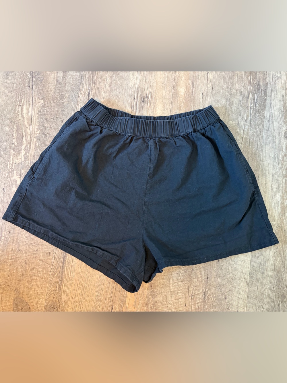 Lulus Black Linen Blend Pull-On Shorts Size Large